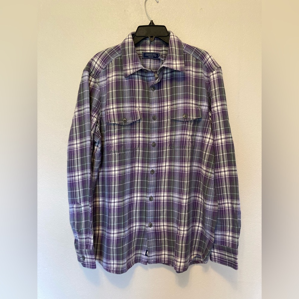 NWT Vineyard Vines Periwinkle and Gray Plaid Button-Up Shirt